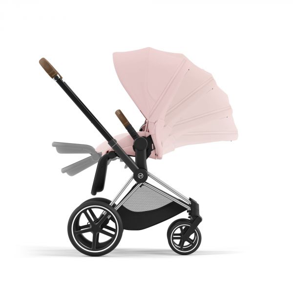 Poussette trio Priam 4 Peach Pink châssis Chrome Brown + Cloud G i-Size + Nacelle Luxe