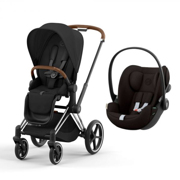Poussette duo Priam 4 Sepia Black châssis Chrome Brown + Siège auto Cloud G i-Size