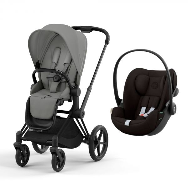 Poussette duo Priam 4 Mirage Grey châssis Matt Black + Siège auto Cloud G i-Size