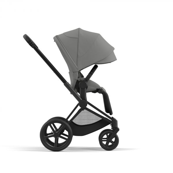 Poussette duo Priam 4 Mirage Grey châssis Matt Black + Nacelle Luxe
