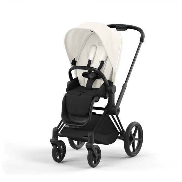 Poussette trio Priam 4 Off White châssis Matt Black + Cloud T i-Size + Nacelle Luxe