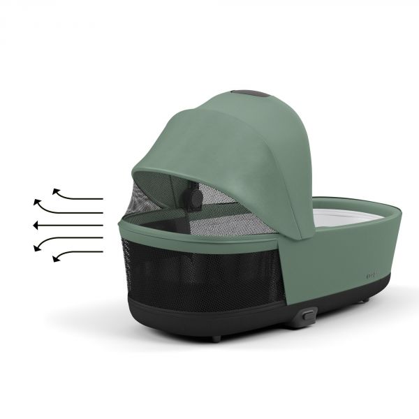 Poussette duo Priam 4 Leaf Green châssis Rose Gold + Nacelle Luxe