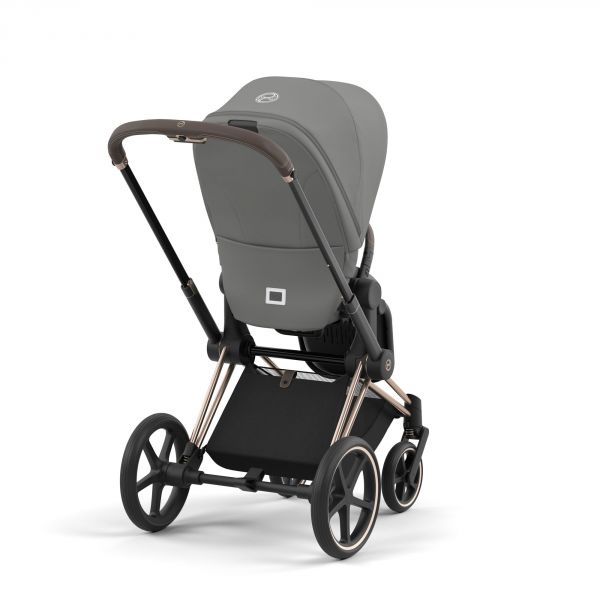 Poussette duo Priam 4 Mirage Grey châssis Rose Gold + Nacelle Luxe
