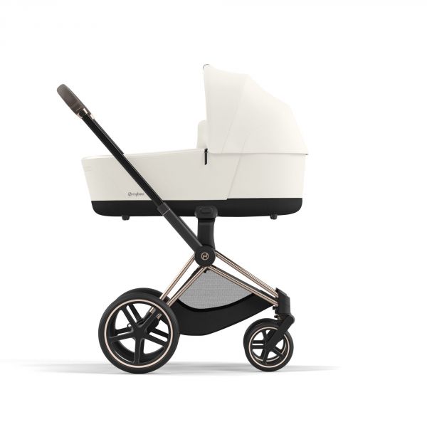 Poussette duo Priam 4 Off White châssis Rose Gold + Nacelle Luxe