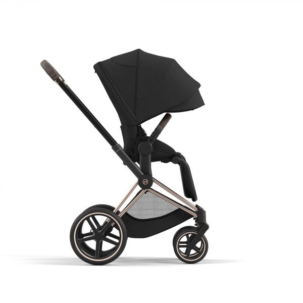 Poussette duo Priam 4 Sepia Black châssis Rose Gold + Nacelle Luxe