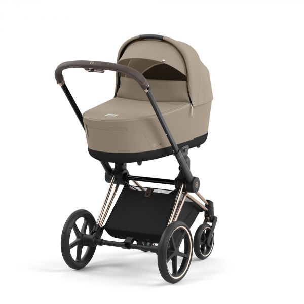 Poussette trio Priam 4 Cozy Beige châssis Rose Gold + Cloud T i-Size + Nacelle Luxe