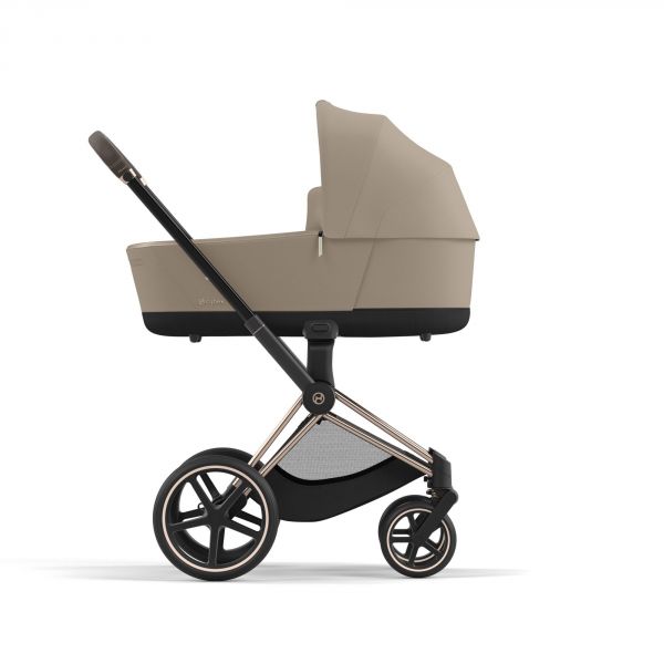 Poussette trio Priam 4 Cozy Beige châssis Rose Gold + Cloud T i-Size + Nacelle Luxe