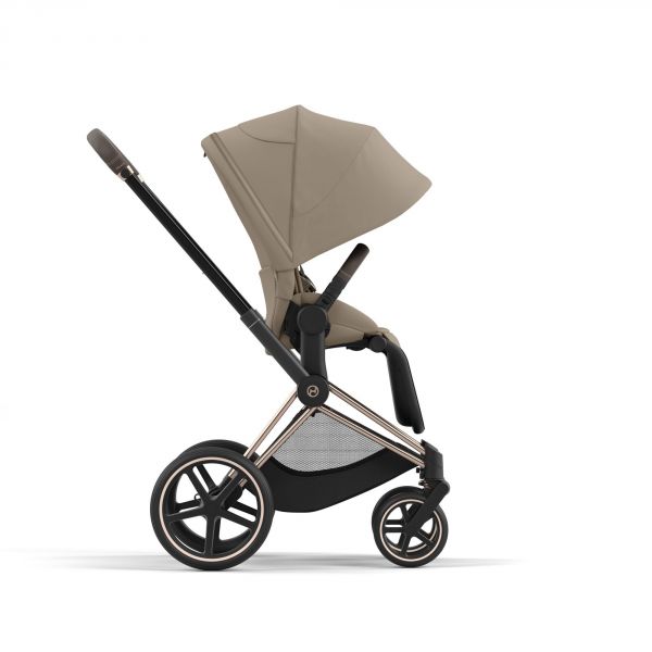 Poussette trio Priam 4 Cozy Beige châssis Rose Gold + Cloud T i-Size + Nacelle Luxe
