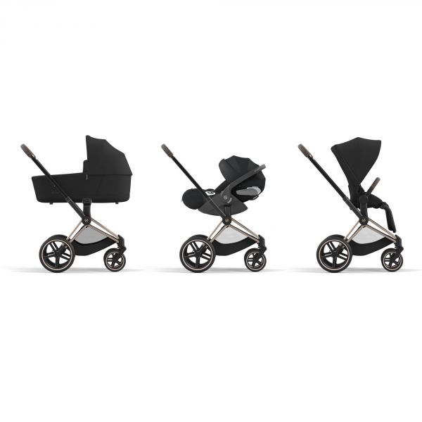 Poussette trio Priam 4 Leaf Green châssis Rose Gold + Cloud T i-Size + Nacelle Luxe