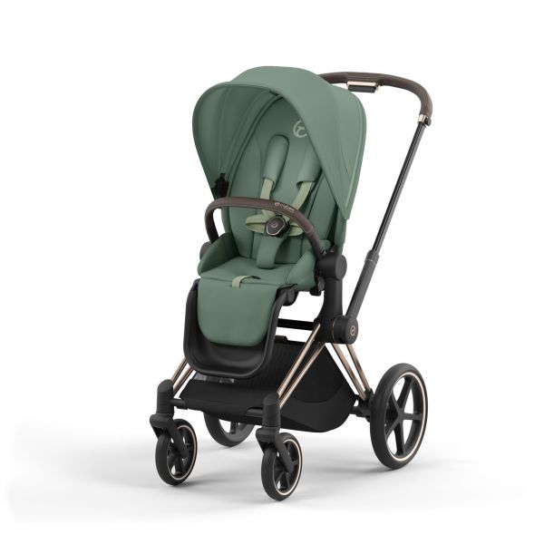 Poussette trio Priam 4 Leaf Green châssis Rose Gold + Cloud T i-Size + Nacelle Luxe