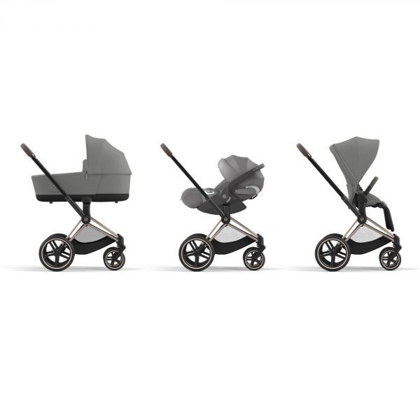 Poussette Priam 4 Mirage Grey châssis Rosegold