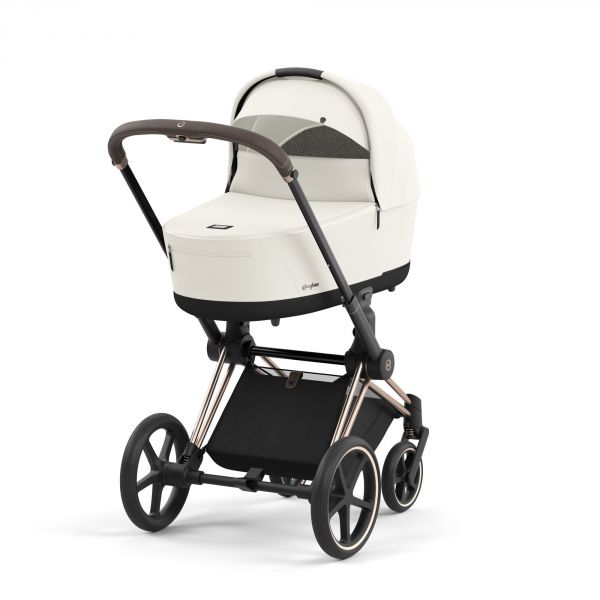 Poussette trio Priam 4 Off White châssis Rose Gold + Cloud T i-Size + Nacelle Luxe
