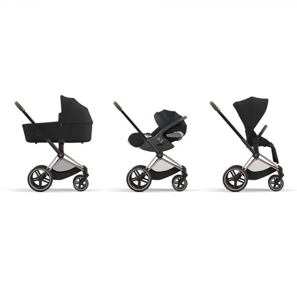 Poussette Priam 4 Sepia Black châssis Rosegold
