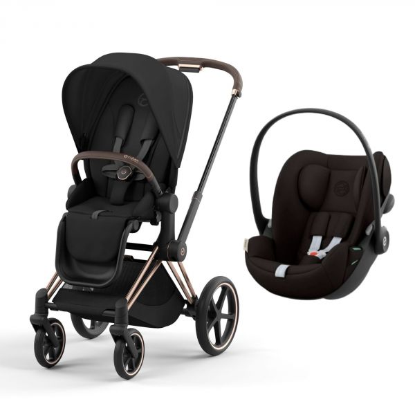 Poussette duo Priam 4 Sepia Black châssis Rose Gold + Siège auto Cloud G i-Size