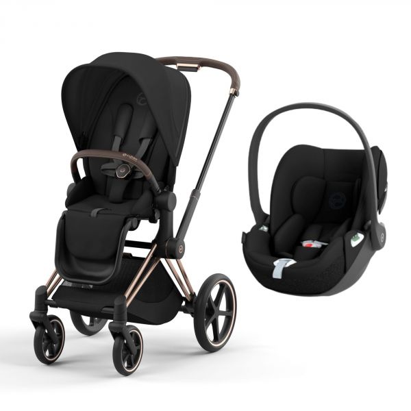 Poussette duo Priam 4 Sepia Black châssis Rose Gold + Siège auto Cloud T i-Size