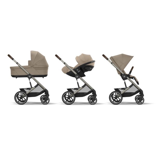 Poussette trio Balios S Lux 3 Almond Beige + Siège auto Cloud G i-Size + Nacelle + Base G