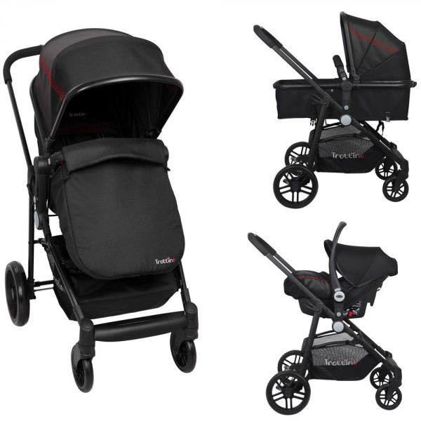 Poussette Trio Domino-Noir Rouge