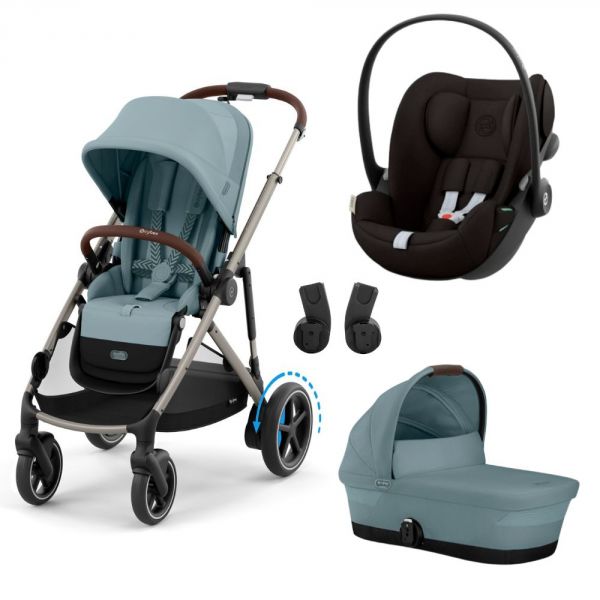 Poussette trio e-Gazelle S Stormy Blue + Siège auto Cloud G i-Size + Nacelle S