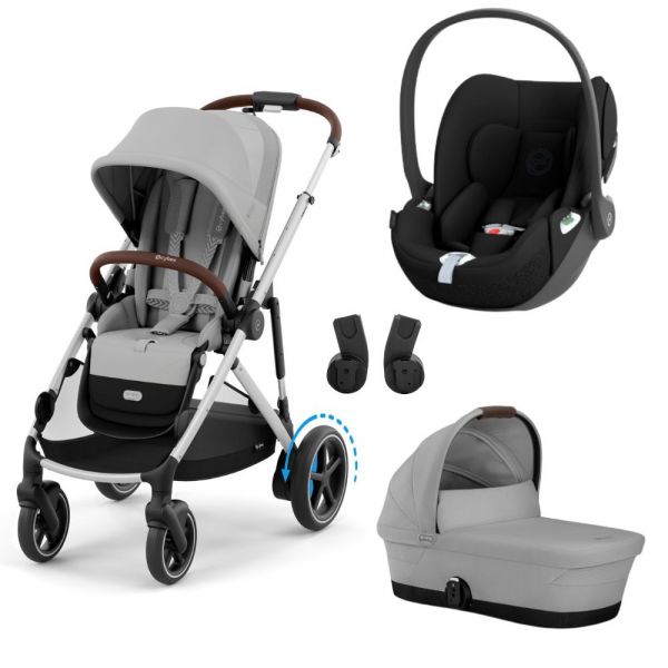 Poussette trio e-Gazelle S Stone Grey + Siège auto Cloud T i-Size + Nacelle S