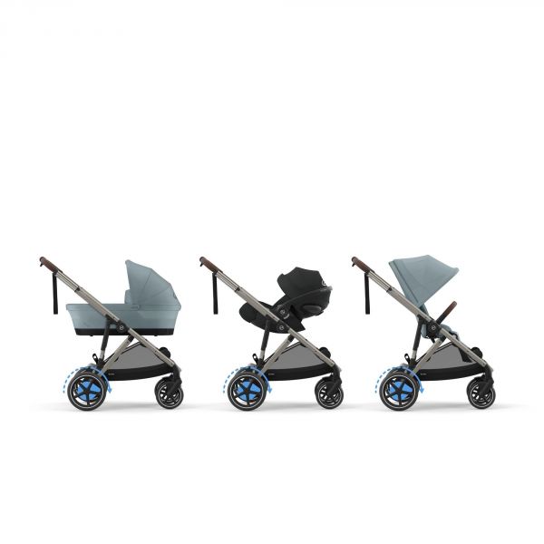 Poussette trio e-Gazelle S Stormy Blue + Siège auto Cloud T i-Size + Nacelle S