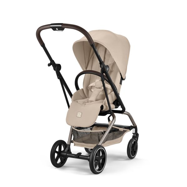 Poussette trio Eezy S Twist+ 2 pivotante Almond Beige avec nacelle Cot S et siège auto Cloud T i-Size Tissu Plus