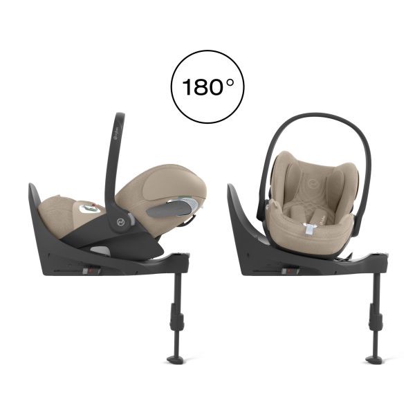 Poussette trio Eezy S Twist+ 2 pivotante Almond Beige avec nacelle Cot S et siège auto Cloud T i-Size Tissu Plus