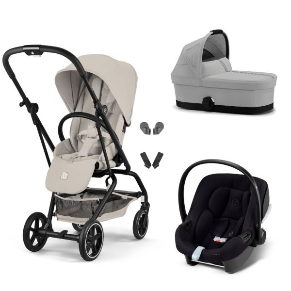 Poussette trio Eezy S Twist+ 2 pivotante Dune Grey avec nacelle Cot S et siège auto Aton B2 i-Size