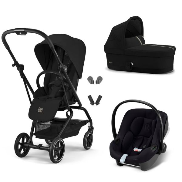 Poussette trio Eezy S Twist+ 2 pivotante Magic Black avec nacelle Cot S et siège auto Aton B2 i-Size
