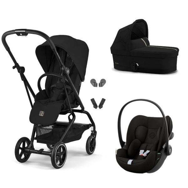 Poussette trio Eezy S Twist+ 2 pivotante Magic Black avec nacelle Cot S et siège auto Cloud G i-Size