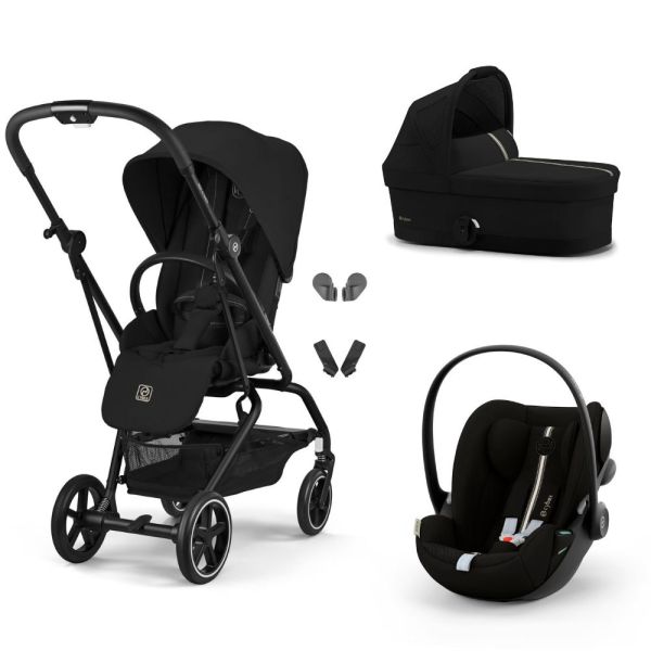 Poussette trio Eezy S Twist+ 2 pivotante Magic Black avec nacelle Cot S et siège auto Cloud G3 i-Size Tissu Plus