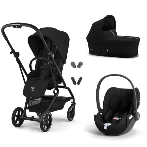 Poussette trio Eezy S Twist+ 2 pivotante Magic Black avec nacelle Cot S et siège auto Cloud T i-Size