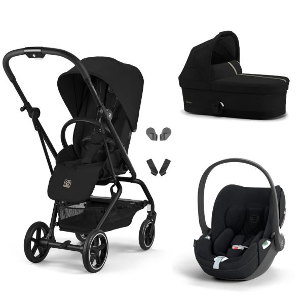 Poussette trio Eezy S Twist+ 2 pivotante Magic Black avec nacelle Cot S et siège auto Cloud T i-Size Tissu Plus