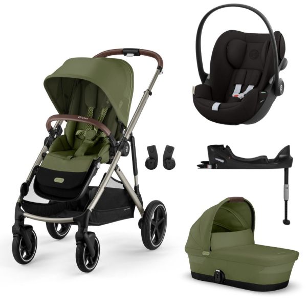 Poussette trio Gazelle S Moss Green + Siège auto Cloud G i-Size + Nacelle S + Base G