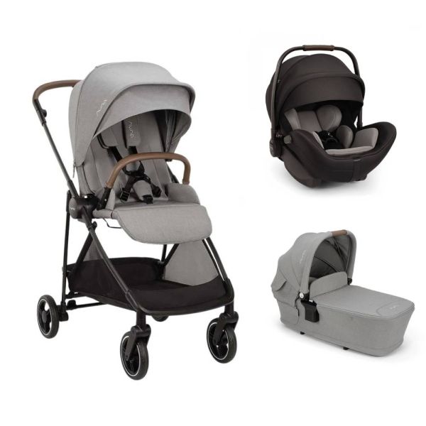 Poussette trio Ixxa Next + siège auto Arra Flex Caviar + nacelle Lytl Seasalt