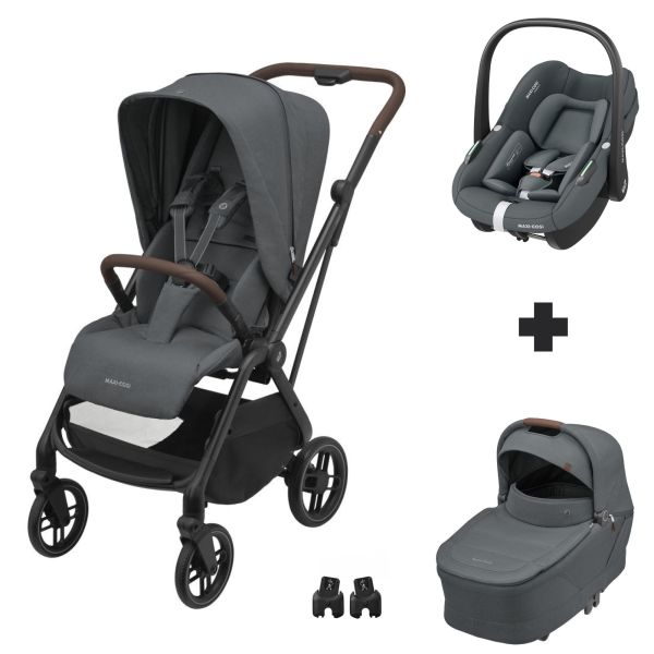 Poussette trio Leona² + Pebble S + nacelle Sense Graphite