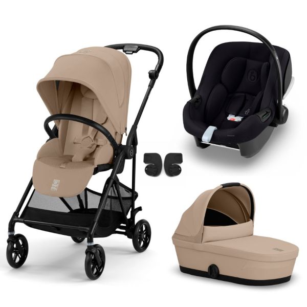 Poussette trio Melio Carbon Almond Beige + Aton B2 i-Size + Nacelle