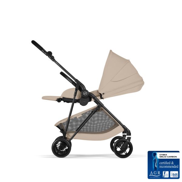 Poussette trio Melio Carbon 6 Almond Beige avec siège auto Cloud T i-Size et nacelle