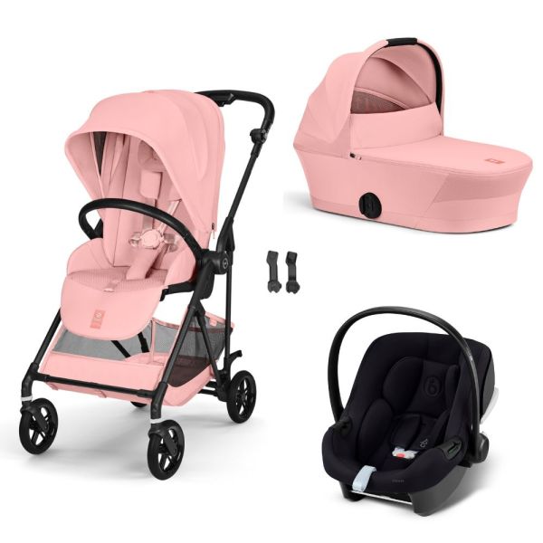 Poussette trio Melio Carbon 6 Candy Pink avec siège auto Aton B2 i-Size et nacelle