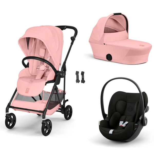 Poussette trio Melio Carbon 6 Candy Pink avec siège auto Cloud G i-Size et nacelle