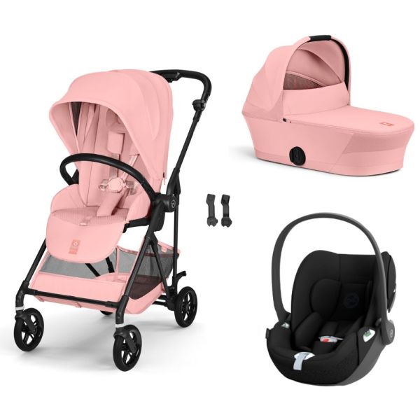 Poussette trio Melio Carbon 6 Candy Pink avec siège auto Cloud T i-Size et nacelle