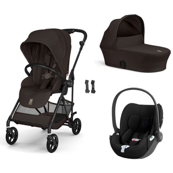 Poussette trio Melio Carbon 6 Chocolate Brown avec siège auto Cloud T i-Size et nacelle