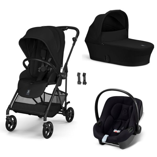Poussette trio Melio Carbon 6 Magic Black avec siège auto Aton B2 i-Size et nacelle