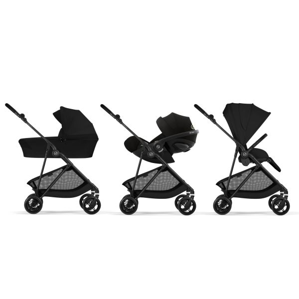 Poussette trio Melio Carbon 6 Magic Black avec siège auto Cloud G i-Size et nacelle
