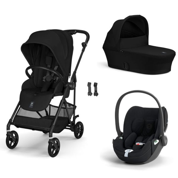 Poussette trio Melio Carbon 6 Magic Black avec siège auto Cloud T i-Size Tissu Plus et nacelle