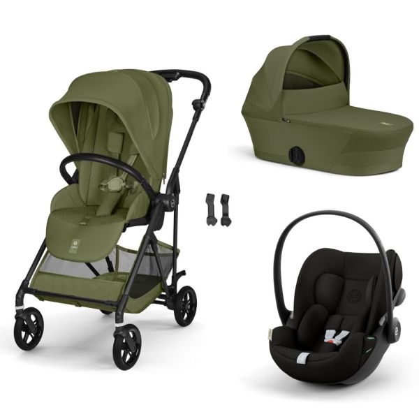 Poussette trio Melio Carbon 6 Moss Green avec siège auto Cloud G i-Size et nacelle