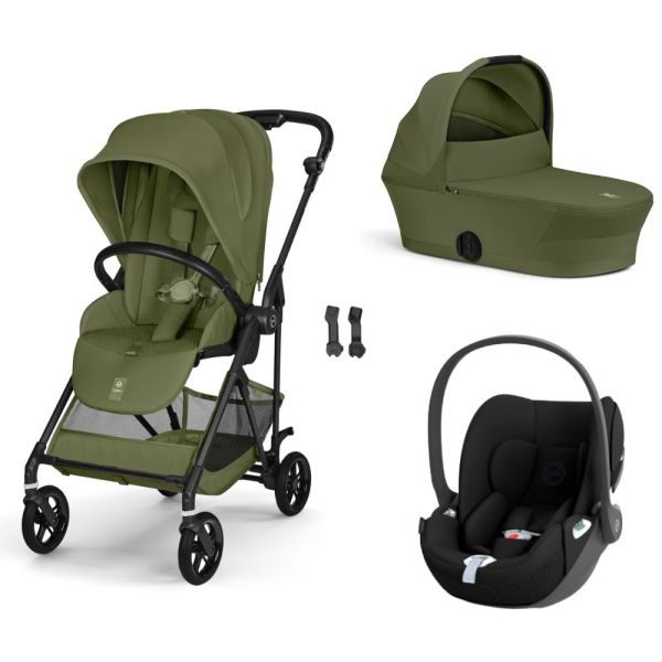 Poussette trio Melio Carbon 6 Moss Green avec siège auto Cloud T i-Size et nacelle