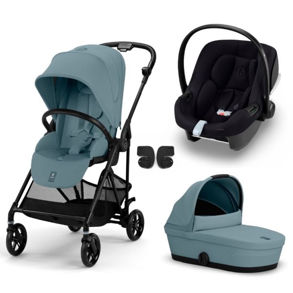 Poussette trio Melio Carbon Stormy Blue + Aton B2 i-Size + Nacelle