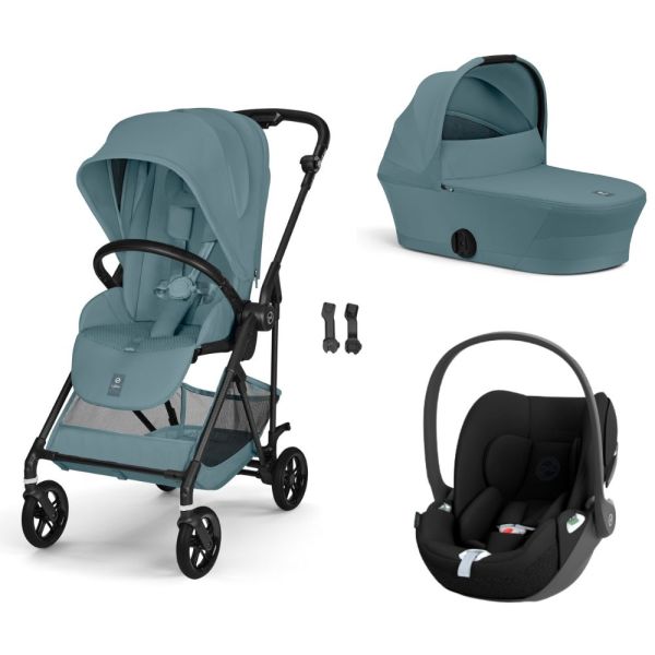 Poussette trio Melio Carbon 6 Stormy Blue avec siège auto Cloud T i-Size et nacelle