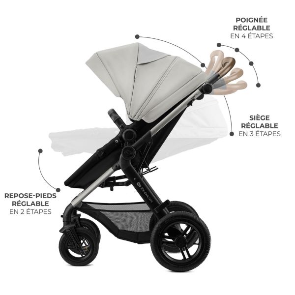 Poussette trio Moov² XL Air Wheels Moonlight Grey