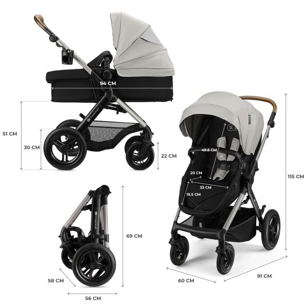 Poussette trio Moov² XL Air Wheels Moonlight Grey